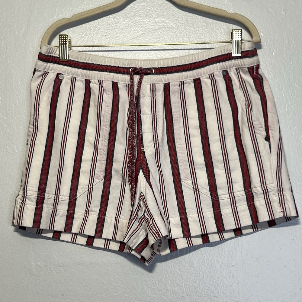 Zadig and Voltaire white/Red striped denim drawstring shorts size 40 (32)